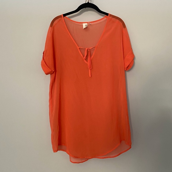 Sheer Orange Dress / Cover-Up - Picture 1 of 6